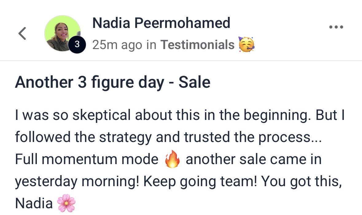 Testimonial from Nadia Peermohamed